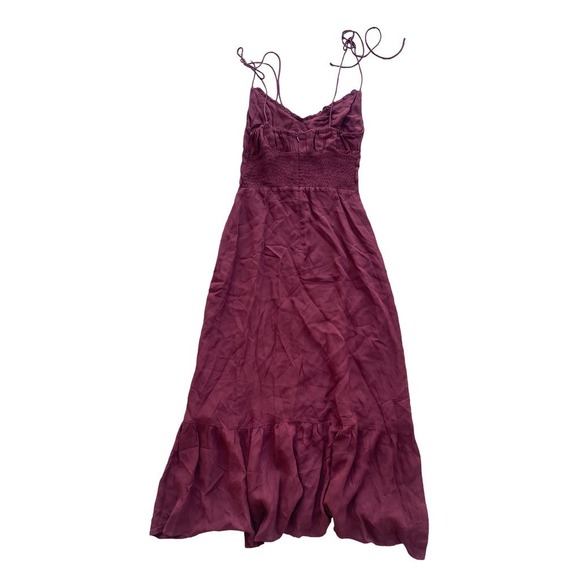 NEW! Reformation Embry Ruffle Tie Strap Plum Midi Dress 2 - Picture 4 of 5